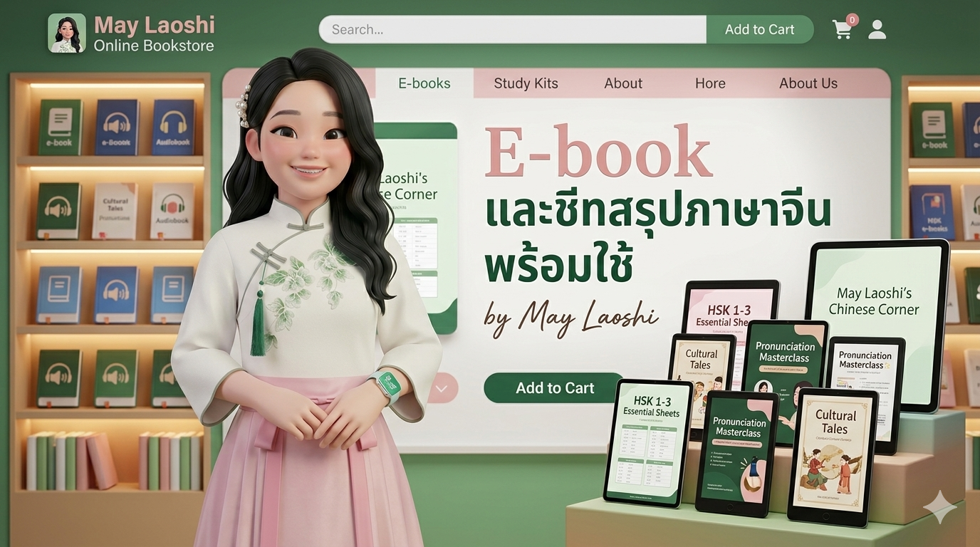 เชิญชวนเรียนภาษาจีนกับ May Laoshi - คลิกดูรายละเอียดคอร์ส